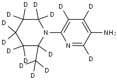 6-(2-(methyl-d3)piperidin-1-yl-2,3,3,4,4,5,5,6,6-d9)pyridin-2,4,5-d3-3-amine Struktur