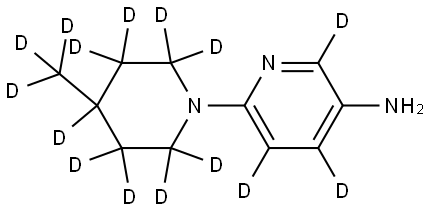 6-(4-(methyl-d3)piperidin-1-yl-2,2,3,3,4,5,5,6,6-d9)pyridin-2,4,5-d3-3-amine Struktur