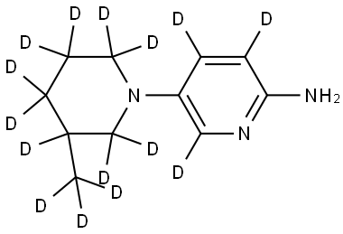 5-(3-(methyl-d3)piperidin-1-yl-2,2,3,4,4,5,5,6,6-d9)pyridin-3,4,6-d3-2-amine Struktur