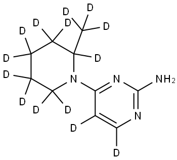 4-(2-(methyl-d3)piperidin-1-yl-2,3,3,4,4,5,5,6,6-d9)pyrimidin-5,6-d2-2-amine Struktur