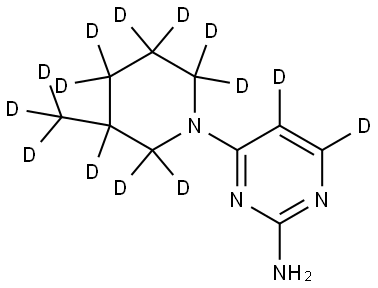 4-(3-(methyl-d3)piperidin-1-yl-2,2,3,4,4,5,5,6,6-d9)pyrimidin-5,6-d2-2-amine Struktur