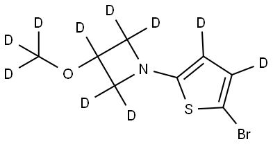 1-(5-bromothiophen-2-yl-3,4-d2)-3-(methoxy-d3)azetidine-2,2,3,4,4-d5 Struktur