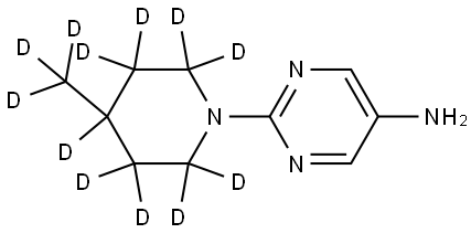 2-(4-(methyl-d3)piperidin-1-yl-2,2,3,3,4,5,5,6,6-d9)pyrimidin-5-amine Struktur