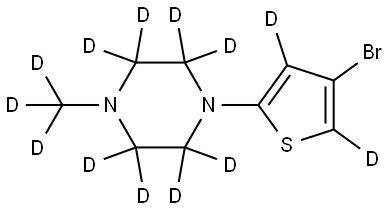 1-(4-bromothiophen-2-yl-3,5-d2)-4-(methyl-d3)piperazine-2,2,3,3,5,5,6,6-d8 Struktur