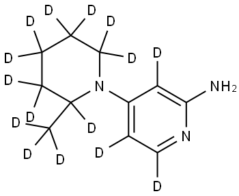 4-(2-(methyl-d3)piperidin-1-yl-2,3,3,4,4,5,5,6,6-d9)pyridin-3,5,6-d3-2-amine Struktur