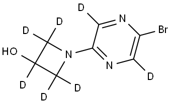 1-(5-bromopyrazin-2-yl-3,6-d2)azetidin-2,2,3,4,4-d5-3-ol Struktur