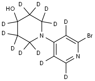 1-(2-bromopyridin-4-yl-3,5,6-d3)piperidin-2,2,3,3,4,5,5,6,6-d9-4-ol Struktur