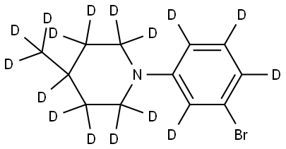 1-(3-bromophenyl-2,4,5,6-d4)-4-(methyl-d3)piperidine-2,2,3,3,4,5,5,6,6-d9 Struktur