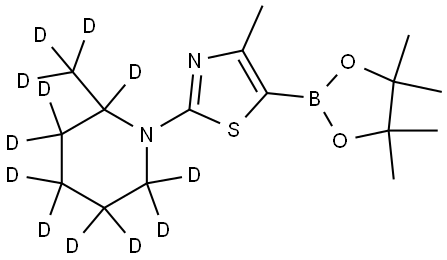 4-methyl-2-(2-(methyl-d3)piperidin-1-yl-2,3,3,4,4,5,5,6,6-d9)-5-(4,4,5,5-tetramethyl-1,3,2-dioxaborolan-2-yl)thiazole Struktur