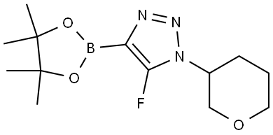 1H-1,2,3-Triazole, 5-fluoro-1-(tetrahydro-2H-pyran-3-yl)-4-(4,4,5,5-tetramethyl-1,3,2-dioxaborolan-2-yl)- Struktur