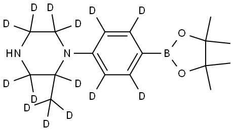 2-(methyl-d3)-1-(4-(4,4,5,5-tetramethyl-1,3,2-dioxaborolan-2-yl)phenyl-2,3,5,6-d4)piperazine-2,3,3,5,5,6,6-d7 Struktur