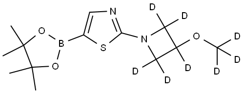 2-(3-(methoxy-d3)azetidin-1-yl-2,2,3,4,4-d5)-5-(4,4,5,5-tetramethyl-1,3,2-dioxaborolan-2-yl)thiazole Struktur