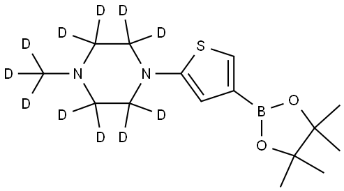 1-(methyl-d3)-4-(4-(4,4,5,5-tetramethyl-1,3,2-dioxaborolan-2-yl)thiophen-2-yl)piperazine-2,2,3,3,5,5,6,6-d8 Struktur