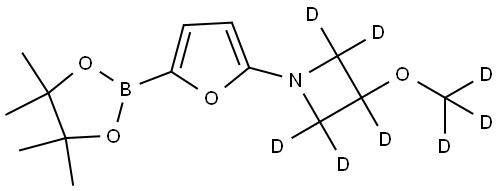 3-(methoxy-d3)-1-(5-(4,4,5,5-tetramethyl-1,3,2-dioxaborolan-2-yl)furan-2-yl)azetidine-2,2,3,4,4-d5 Struktur