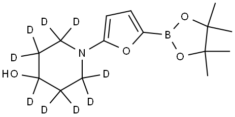 1-(5-(4,4,5,5-tetramethyl-1,3,2-dioxaborolan-2-yl)furan-2-yl)piperidin-2,2,3,3,4,5,5,6,6-d9-4-ol Struktur