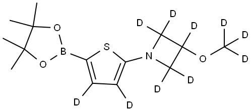 3-(methoxy-d3)-1-(5-(4,4,5,5-tetramethyl-1,3,2-dioxaborolan-2-yl)thiophen-2-yl-3,4-d2)azetidine-2,2,3,4,4-d5 Struktur