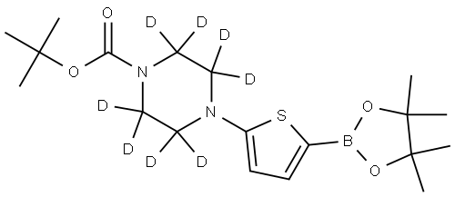 tert-butyl 4-(5-(4,4,5,5-tetramethyl-1,3,2-dioxaborolan-2-yl)thiophen-2-yl)piperazine-1-carboxylate-2,2,3,3,5,5,6,6-d8 Struktur