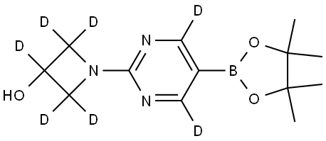 1-(5-(4,4,5,5-tetramethyl-1,3,2-dioxaborolan-2-yl)pyrimidin-2-yl-4,6-d2)azetidin-2,2,3,4,4-d5-3-ol Struktur