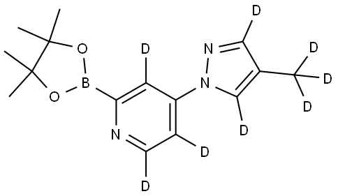 4-(4-(methyl-d3)-1H-pyrazol-1-yl-3,5-d2)-2-(4,4,5,5-tetramethyl-1,3,2-dioxaborolan-2-yl)pyridine-3,5,6-d3 Struktur