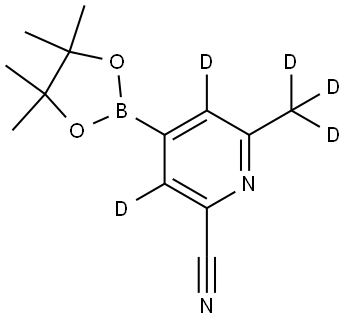 6-(methyl-d3)-4-(4,4,5,5-tetramethyl-1,3,2-dioxaborolan-2-yl)picolinonitrile-3,5-d2 Struktur