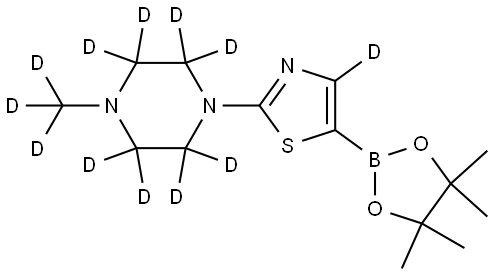 2-(4-(methyl-d3)piperazin-1-yl-2,2,3,3,5,5,6,6-d8)-5-(4,4,5,5-tetramethyl-1,3,2-dioxaborolan-2-yl)thiazole-4-d Struktur