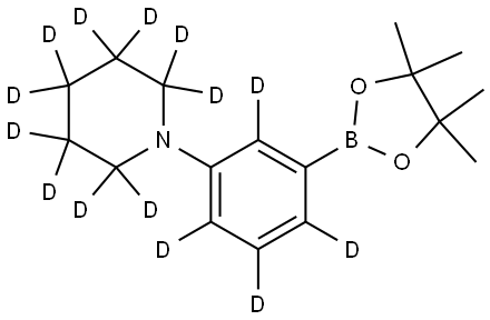 1-(3-(4,4,5,5-tetramethyl-1,3,2-dioxaborolan-2-yl)phenyl-2,4,5,6-d4)piperidine-2,2,3,3,4,4,5,5,6,6-d10 Struktur