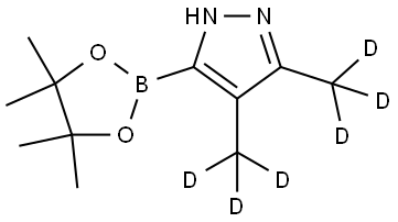 4,5-bis(methyl-d3)-3-(4,4,5,5-tetramethyl-1,3,2-dioxaborolan-2-yl)-1H-pyrazole Struktur