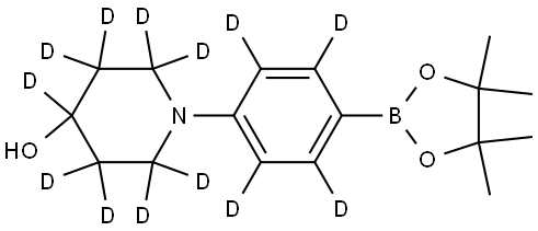 1-(4-(4,4,5,5-tetramethyl-1,3,2-dioxaborolan-2-yl)phenyl-2,3,5,6-d4)piperidin-2,2,3,3,4,5,5,6,6-d9-4-ol Struktur