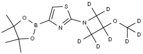 2-(3-(methoxy-d3)azetidin-1-yl-2,2,3,4,4-d5)-4-(4,4,5,5-tetramethyl-1,3,2-dioxaborolan-2-yl)thiazole Struktur