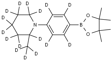 2-(methyl-d3)-1-(4-(4,4,5,5-tetramethyl-1,3,2-dioxaborolan-2-yl)phenyl-2,3,5,6-d4)piperidine-2,3,3,4,4,5,5,6,6-d9 Struktur