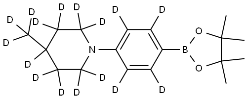 4-(methyl-d3)-1-(4-(4,4,5,5-tetramethyl-1,3,2-dioxaborolan-2-yl)phenyl-2,3,5,6-d4)piperidine-2,2,3,3,4,5,5,6,6-d9 Struktur