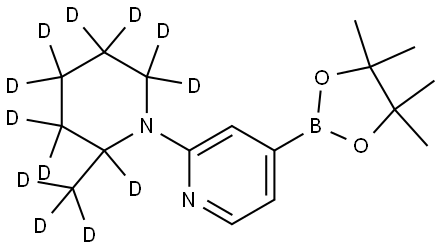 2-(2-(methyl-d3)piperidin-1-yl-2,3,3,4,4,5,5,6,6-d9)-4-(4,4,5,5-tetramethyl-1,3,2-dioxaborolan-2-yl)pyridine Struktur