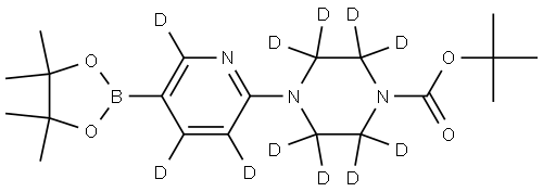 tert-butyl 4-(5-(4,4,5,5-tetramethyl-1,3,2-dioxaborolan-2-yl)pyridin-2-yl-3,4,6-d3)piperazine-1-carboxylate-2,2,3,3,5,5,6,6-d8 Struktur