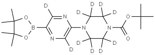 tert-butyl 4-(5-(4,4,5,5-tetramethyl-1,3,2-dioxaborolan-2-yl)pyrazin-2-yl-3,6-d2)piperazine-1-carboxylate-2,2,3,3,5,5,6,6-d8 Struktur