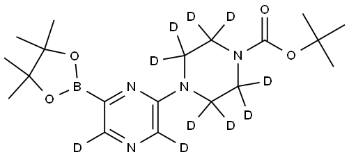 tert-butyl 4-(6-(4,4,5,5-tetramethyl-1,3,2-dioxaborolan-2-yl)pyrazin-2-yl-3,5-d2)piperazine-1-carboxylate-2,2,3,3,5,5,6,6-d8 Struktur