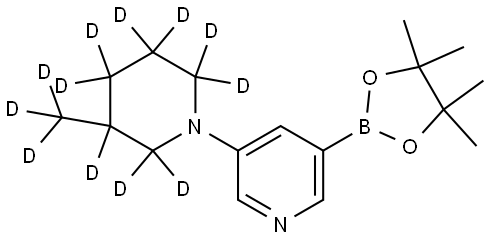 3-(3-(methyl-d3)piperidin-1-yl-2,2,3,4,4,5,5,6,6-d9)-5-(4,4,5,5-tetramethyl-1,3,2-dioxaborolan-2-yl)pyridine Struktur