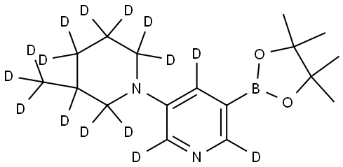 3-(3-(methyl-d3)piperidin-1-yl-2,2,3,4,4,5,5,6,6-d9)-5-(4,4,5,5-tetramethyl-1,3,2-dioxaborolan-2-yl)pyridine-2,4,6-d3 Struktur