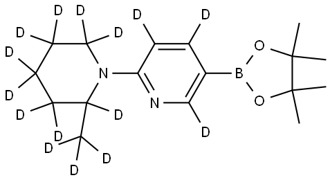 2-(2-(methyl-d3)piperidin-1-yl-2,3,3,4,4,5,5,6,6-d9)-5-(4,4,5,5-tetramethyl-1,3,2-dioxaborolan-2-yl)pyridine-3,4,6-d3 Struktur