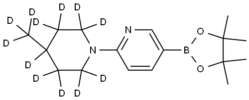 2-(4-(methyl-d3)piperidin-1-yl-2,2,3,3,4,5,5,6,6-d9)-5-(4,4,5,5-tetramethyl-1,3,2-dioxaborolan-2-yl)pyridine Struktur