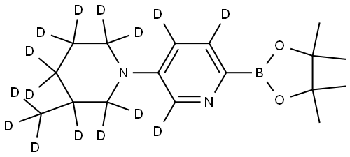 5-(3-(methyl-d3)piperidin-1-yl-2,2,3,4,4,5,5,6,6-d9)-2-(4,4,5,5-tetramethyl-1,3,2-dioxaborolan-2-yl)pyridine-3,4,6-d3 Struktur