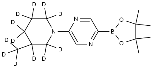 2-(3-(methyl-d3)piperidin-1-yl-2,2,3,4,4,5,5,6,6-d9)-5-(4,4,5,5-tetramethyl-1,3,2-dioxaborolan-2-yl)pyrazine Struktur