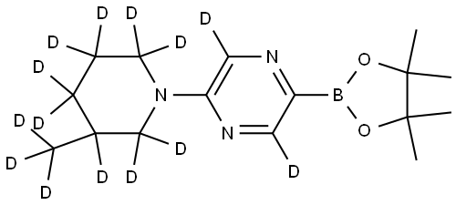 2-(3-(methyl-d3)piperidin-1-yl-2,2,3,4,4,5,5,6,6-d9)-5-(4,4,5,5-tetramethyl-1,3,2-dioxaborolan-2-yl)pyrazine-3,6-d2 Struktur