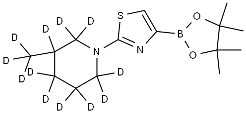 2-(3-(methyl-d3)piperidin-1-yl-2,2,3,4,4,5,5,6,6-d9)-4-(4,4,5,5-tetramethyl-1,3,2-dioxaborolan-2-yl)thiazole Struktur