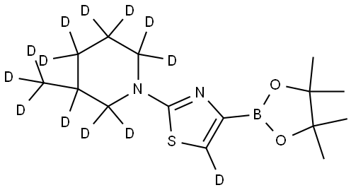 2-(3-(methyl-d3)piperidin-1-yl-2,2,3,4,4,5,5,6,6-d9)-4-(4,4,5,5-tetramethyl-1,3,2-dioxaborolan-2-yl)thiazole-5-d Struktur