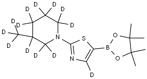 2-(3-(methyl-d3)piperidin-1-yl-2,2,3,4,4,5,5,6,6-d9)-5-(4,4,5,5-tetramethyl-1,3,2-dioxaborolan-2-yl)thiazole-4-d Struktur