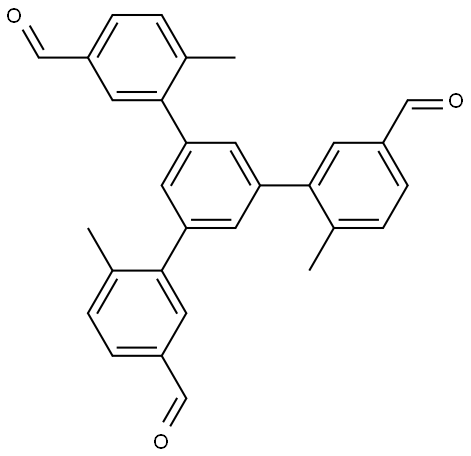 5'-(5-formyl-2-methylphenyl)-6,6''-dimethyl-[1,1':3',1''-terphenyl]-3,3''-dicarbaldehyde Struktur