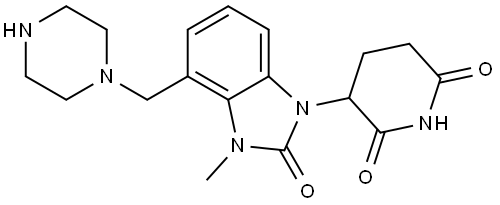 3-[3-methyl-2-oxo-4-(piperazin-1-ylmethyl)benzimidazol-1-yl]piperidine-2,6-dione Struktur