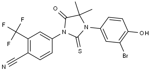 (S)-4-(3-(3-ethyl-4-(2-(3-methylpiperazin-1-yl)ethoxy)phenyl)-4,4-dimethyl-5-oxo-2-thioxoimidazolidin-1-yl)-2-(trifluoromethyl)benzonitrile hydrochloride Struktur