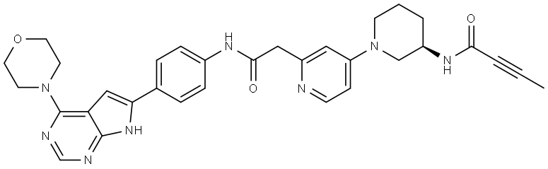 2-Pyridineacetamide, N-[4-[4-(4-morpholinyl)-7H-pyrrolo[2,3-d]pyrimidin-6-yl]phenyl]-4-[(3R)-3-[(1-oxo-2-butyn-1-yl)amino]-1-piperidinyl]-