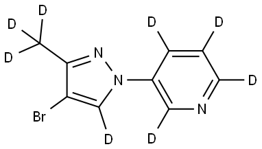 3-(4-bromo-3-(methyl-d3)-1H-pyrazol-1-yl-5-d)pyridine-2,4,5,6-d4 Struktur